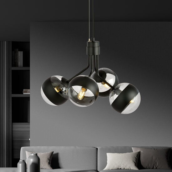 Emibig Emibig Kolding lámpara colgante de 4 lámparas a rayas negras para bombilla E14 - Ilumina tu espacio con estilo y elegancia