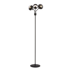 Lampadaire Kolding rayé noir noir avec boules de verre E14