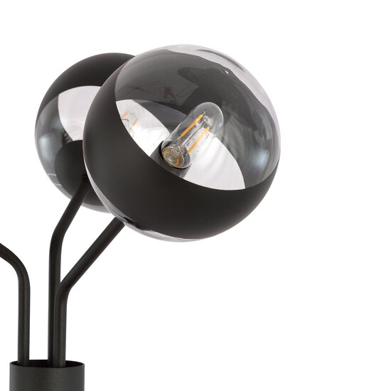 Lampadaire Kolding rayé noir noir avec boules de verre E14