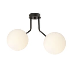 Emibig Kolding zwarte plafondlamp met 2 wit glas ronde bollen voor E14 lamp
