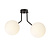 Kolding black ceiling lamp with 2 white glass round bulbs for E14 lamp