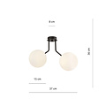 Plafonnier Kolding noir avec 2 ampoules rondes en verre blanc pour lampe E14