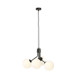 Kolding zwarte 4 lamps hanglamp witte bollen voor E14 lamp