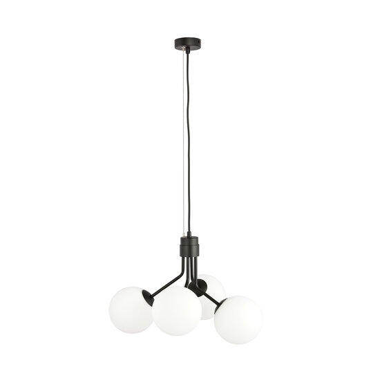 Kolding zwarte 4 lamps hanglamp witte bollen voor E14 lamp
