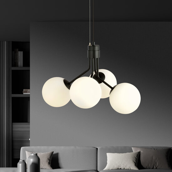 Emibig Emibig Kolding black 4 lamp hanging lamp white bulbs for E14 lamp - Create a cozy atmosphere in your home
