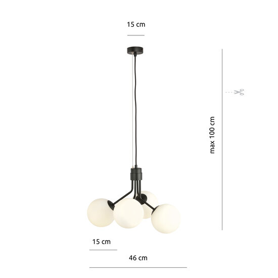 Emibig Emibig Kolding noire 4 lampes suspension boules blanches pour lampe E14 - Créez une ambiance chaleureuse chez vous
