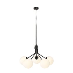 Emibig Kolding zwarte 5 lamp hanglamp witte glazen bollen bollen E14