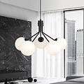 Emibig Emibig Kolding zwarte 5 lamp hanglamp witte glazen bollen bollen E14 - Perfecte verlichting voor elke ruimte