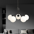 Lampe suspendue Kolding noire 5 lampes boules de verre blanc E14