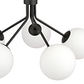 Emibig Emibig Kolding noire 5 lampes suspension boules en verre blanc E14 - Éclairage idéal pour chaque espace