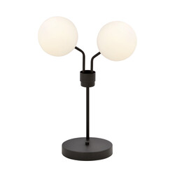 Lampe de table Kolding noire avec ampoules en verre blanc E14