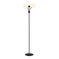 Kolding black floor lamp with milk glass bulbs E14