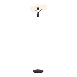 Lampadaire Kolding noir avec ampoules en verre lait E14