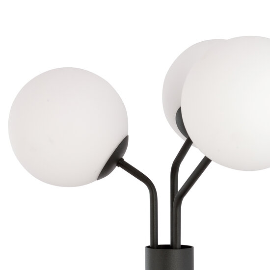 Lampadaire Kolding noir avec ampoules en verre lait E14