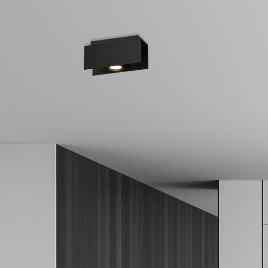 Silkeborg rectangle black ceiling spotlight 1x GU10