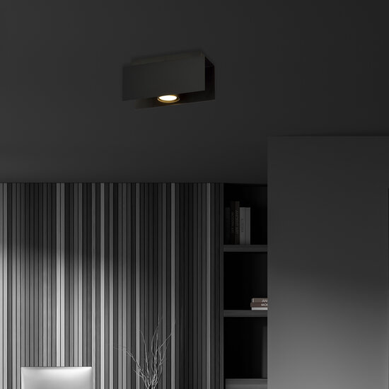 Silkeborg rectangle black ceiling spotlight 1x GU10