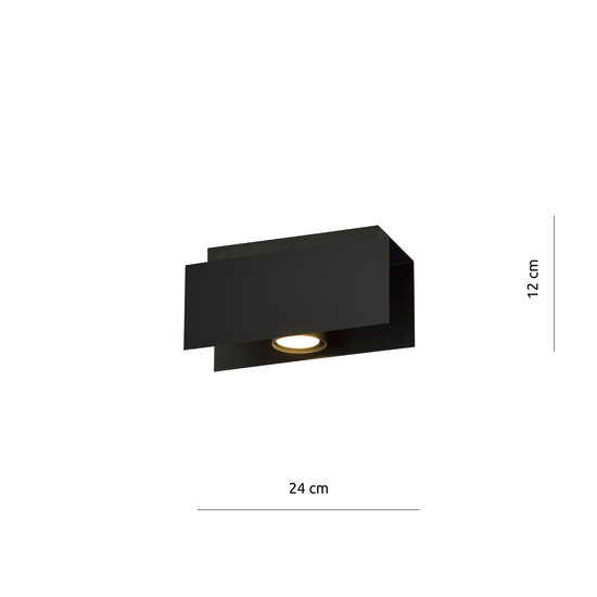 Silkeborg rectangle black ceiling spotlight 1x GU10