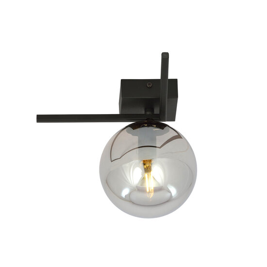 Lámpara Horsens pequeña de diseño para techo con bola de cristal ahumado E14