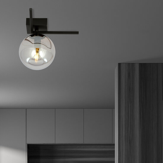 Horsens kleine designlamp voor plafond met gerookte glazen bol E14