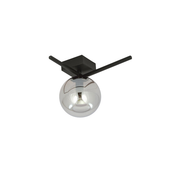 Lámpara Horsens pequeña de diseño para techo con bola de cristal ahumado E14