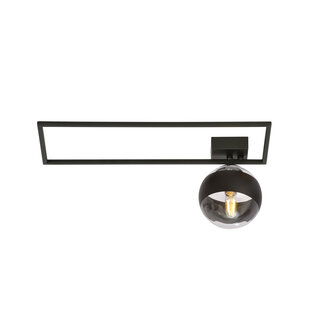 Lámpara de techo de diseño Roskilde negra con bola de cristal opal blanco E14