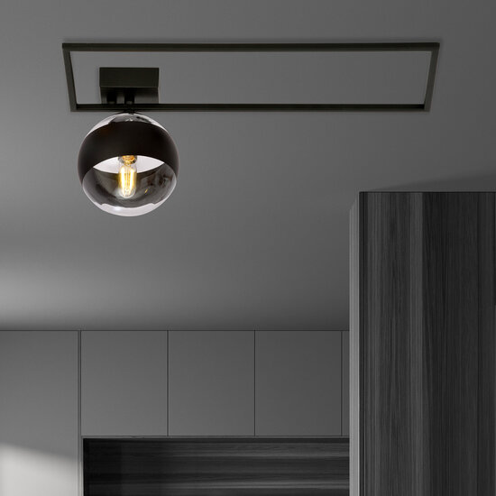 Roskilde design ceiling lamp black with white opal glass ball E14