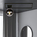 Plafonnier design Roskilde noir avec boule en verre opale blanc E14