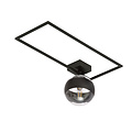 Plafonnier design Roskilde noir avec boule en verre opale blanc E14