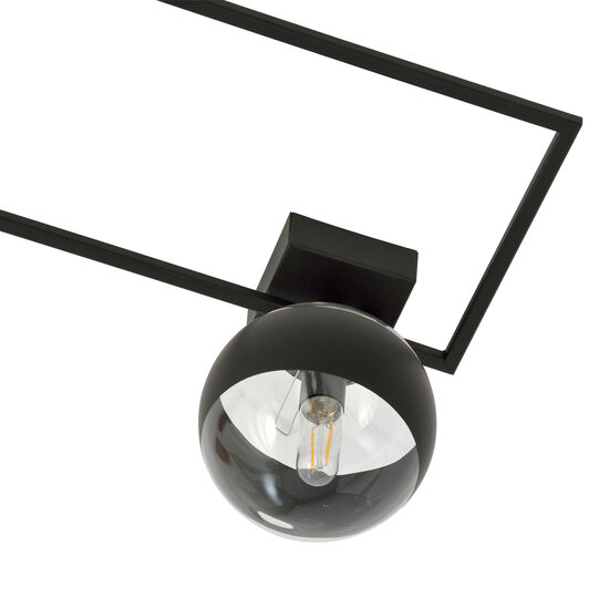 Plafonnier design Roskilde noir avec boule en verre opale blanc E14