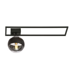 Roskilde large design ceiling lamp black with striped glass ball E14