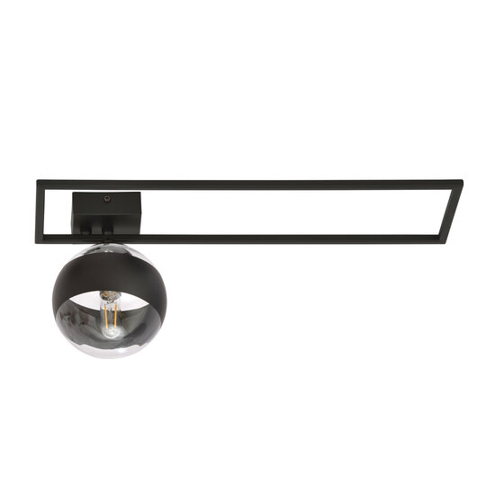 Roskilde grote design plafondlamp zwart met gestreept glas bol E14