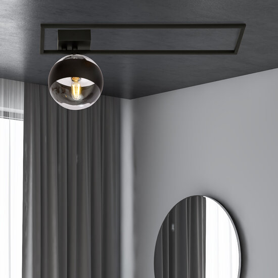 Emibig Emibig Roskilde large design ceiling lamp black with striped glass ball E14 - Ideal for modern interiors