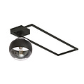 Roskilde grote design plafondlamp zwart met gestreept glas bol E14