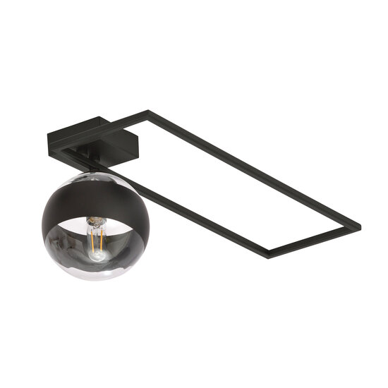 Roskilde large design ceiling lamp black with striped glass ball E14