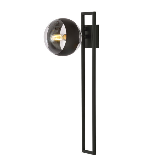 Roskilde lange Design-Deckenleuchte schwarz mit gestreifter Glaskugel E14