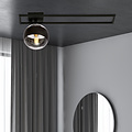 Roskilde lange Design-Deckenleuchte schwarz mit gestreifter Glaskugel E14