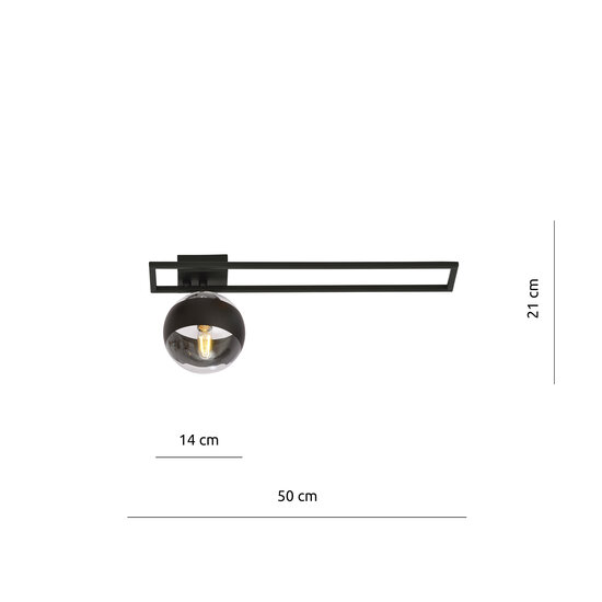 Emibig Emibig Roskilde lange design plafondlamp zwart met gestreept glas bol E14 - Perfecte verlichting voor elke ruimte
