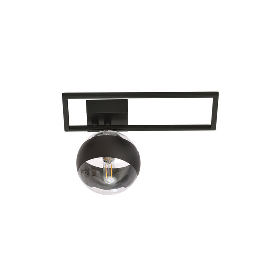 Emibig Emibig Roskilde plafondarmatuur zwart met gestreepte glazen bol E14 - Perfecte verlichting voor elke ruimte