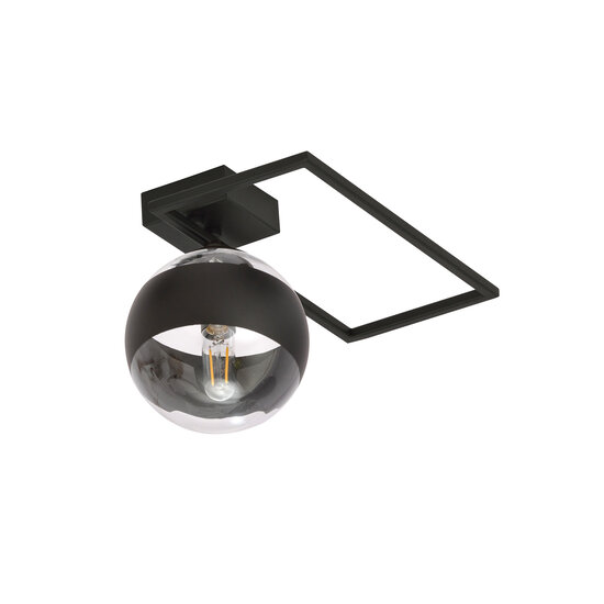 Emibig Emibig Roskilde plafondarmatuur zwart met gestreepte glazen bol E14 - Perfecte verlichting voor elke ruimte