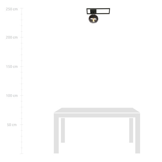 Roskilde plafondarmatuur zwart met gestreepte glazen bol E14
