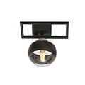 Emibig Emibig Roskilde pequeña lámpara de techo de diseño negro con bola de vidrio rayada E14 - Ideal para interiores elegantes