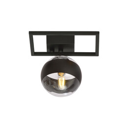 Emibig Roskilde small design ceiling lamp black with stripe glass ball E14