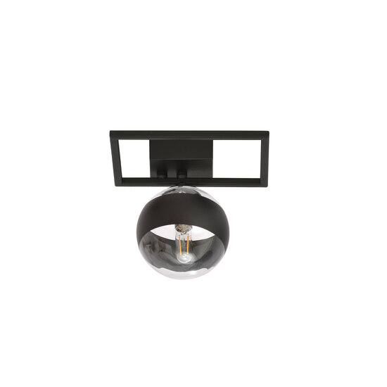 Roskilde kleine design plafondlamp zwart met streep glas bol E14