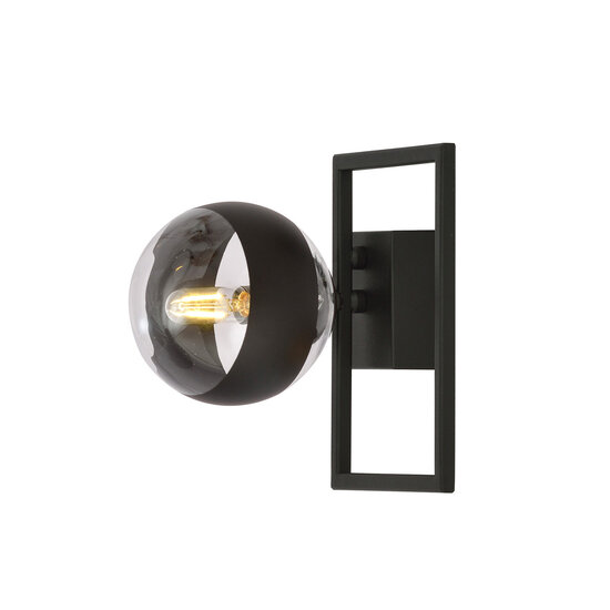 Roskilde kleine design plafondlamp zwart met streep glas bol E14