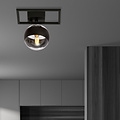Roskilde kleine design plafondlamp zwart met streep glas bol E14