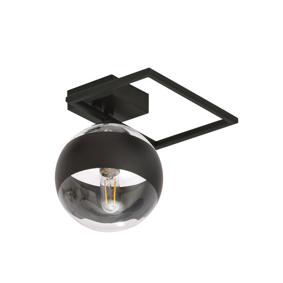 Emibig Emibig Roskilde kleine design plafondlamp zwart met streep glas bol E14 - Perfect voor een stijlvolle inrichting