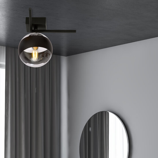 Roskilde petite lampe design pour plafond avec boule en verre rayé E14