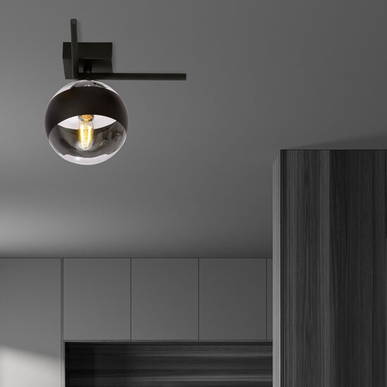 Roskilde petite lampe design pour plafond avec boule en verre rayé E14