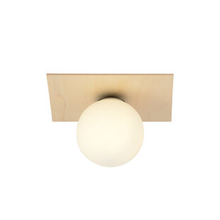 Slagelse scandinavische plafondlamp goud messing met opaal glazen bol E14