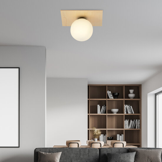 Slagelse Scandinavian ceiling lamp gold brass with opal glass ball E14